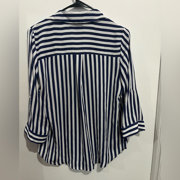 BCX Navy and White Striped Blouse Size S - ALMOST NEW CONDITION! - Picture 3 of 3
